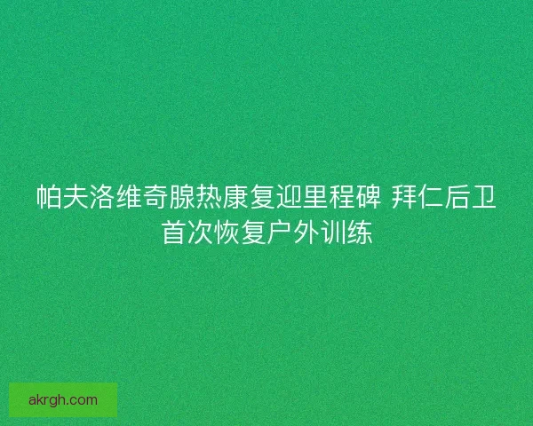 帕夫洛维奇腺热康复迎里程碑 拜仁后卫首次恢复户外训练